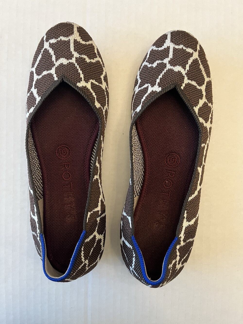 Rothy’s Flats Women’s 7.5 Chestnut Giraffe Print Shoes